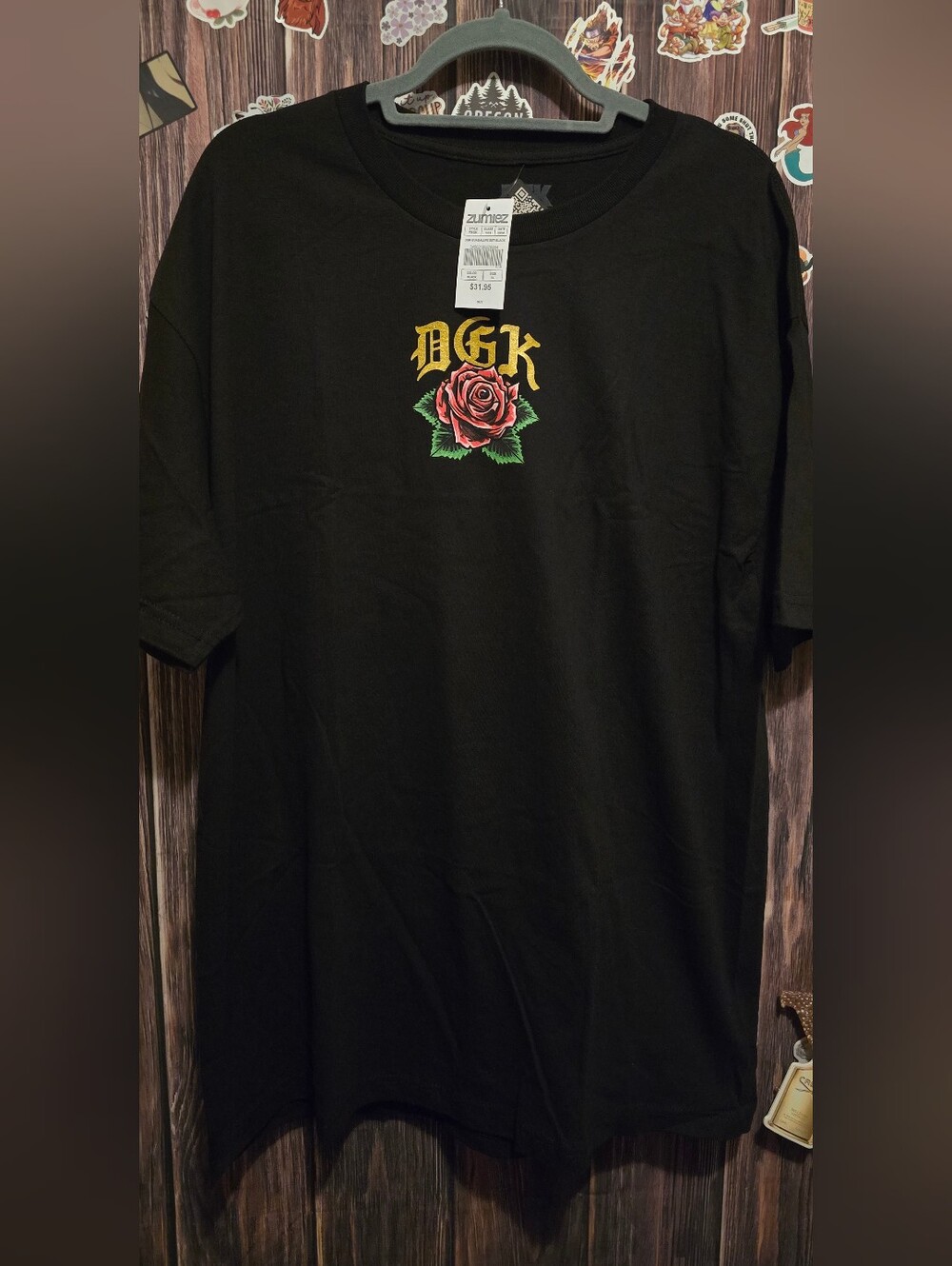 DGK Men's Black Rose Logo T-Shirt